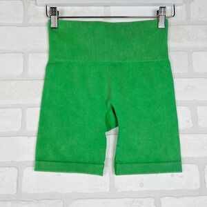 JoyLab Womens High Waisted Ribbed Seamless Biker Shorts Kelly Green XS